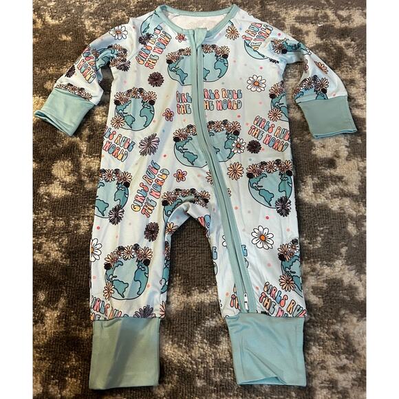 One Piece Cotton Sleeper "Girls Rule the World" Shein 6-9 Months (NWT) - Picture 1 of 3